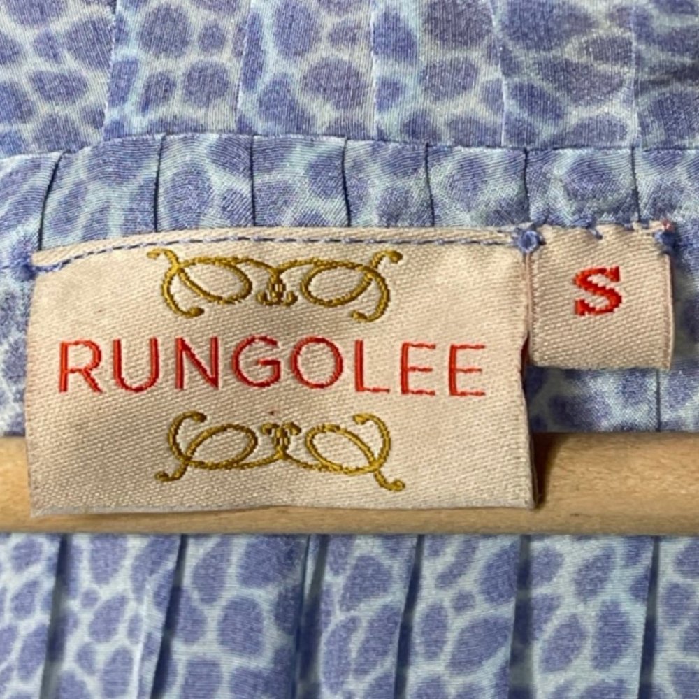 RUNGOLEE | Long Sleeve Light Blue Peasant Dress Ruffled Leopard Print | Size S - Picture 9 of 12